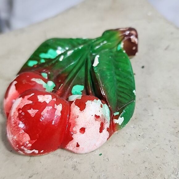 Vintage Chippy Chalkware Cherries Wall Decor - Picture 4 of 4